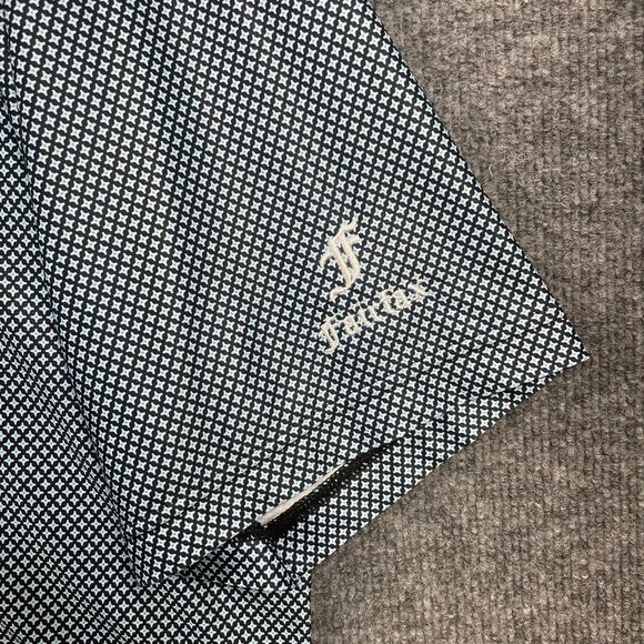 FootJoy Golf Polo Shirt Men's Large Blue Geometric Allover Outdoors Stretch - Picture 5 of 11